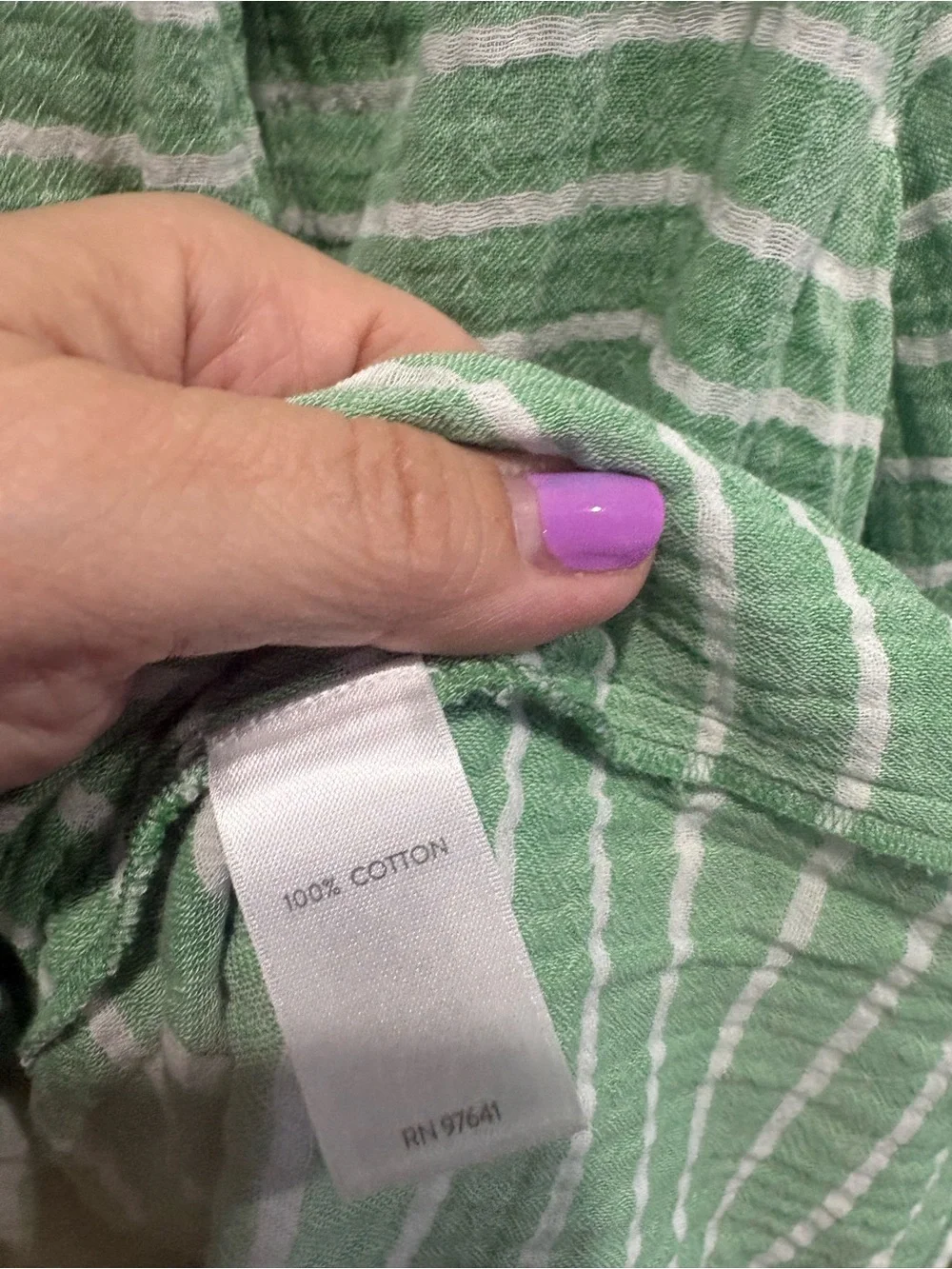 J. Jill Relaxed Green Stripe Button-Front Women’s Top - Picture 5 of 7